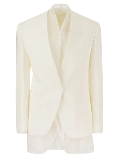 Brunello Cucinelli Linen-blend Jacket In Blanco