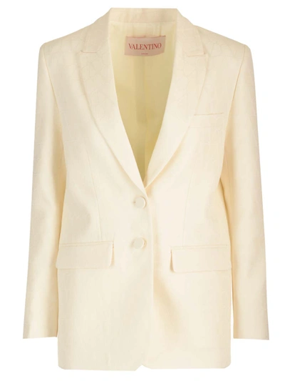 Valentino Silk And Wool-blend Crepe Blazer In White