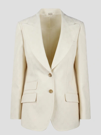 Gucci Wool Single-breasted Blazer Jacket In White