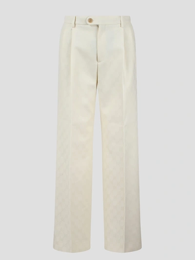 Gucci Gg Wool Jacquard Pant In White