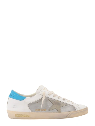 Golden Goose Super Star Trainers In White Grey Light Blue