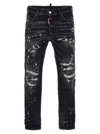 Dsquared2 Denim Trousers Distressed Belt Loops In White/black