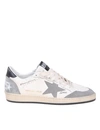 GOLDEN GOOSE GOLDEN GOOSE BALLSTAR SNEAKERS IN WHITE AND GRAY LEATHER AND SUEDE