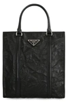 Prada Medium Antiqued Nappa Leather Tote Bag In Black