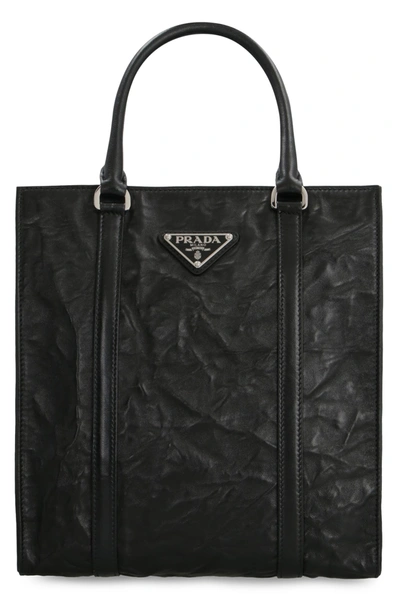 Prada Medium Antiqued Nappa Leather Tote Bag In Multi-colored