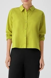 Eileen Fisher Button-down Organic Cotton Poplin Shirt In Citron