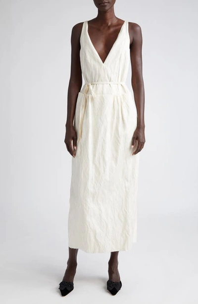 Altuzarra Anouk Belted Cotton-blend Midi Dress In Ivory