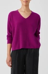EILEEN FISHER V-NECK CASHMERE RIB PULLOVER SWEATER