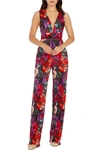 DRESS THE POPULATION HUNTER FLORAL PRINT PLISSÉ SLEEVELESS JUMPSUIT