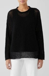 Eileen Fisher Peruvian Organic Cotton Boucle Crew Neck Top In Black In Black