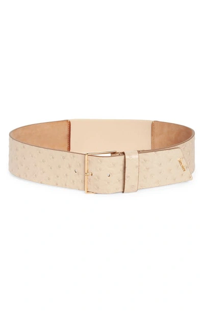 Max Mara Ostrich-embossed Leather & Elastane Belt In 001 Beige