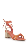 Jessica Simpson Prim Ankle Wrap Pointed Toe Sandal In Orange Combo