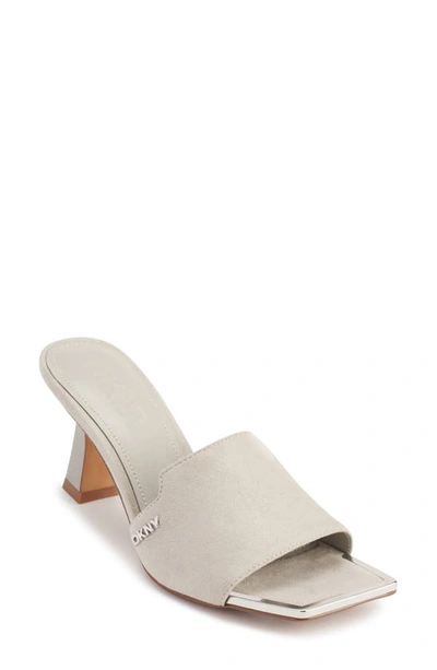 Dkny Square Toe Slide Sandal In Grey Satin