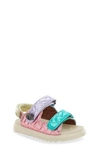 Kurt Geiger Mini Orson Quilted Metallic-woven Sandals 6-7 Years In Pastel Rainbow