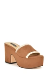 Nine West Yickie 2 Womens Embroidered Faux Suede Block Heel In Medium Brown