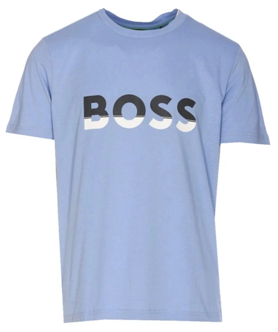 Hugo Boss Men's Big Logo Jersey Cotton T-shirt In Forever Blue/asphalt Grey In Multi