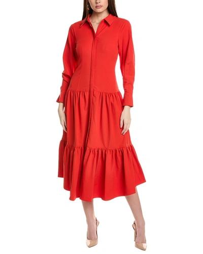 Cinq À Sept Foy Long Sleeve Shirtdress In Red