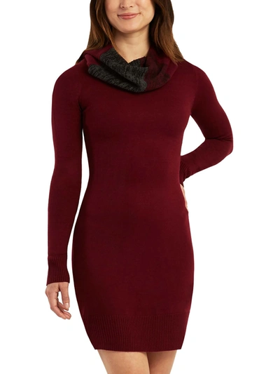 Bcx Juniors' Bodycon Sweater Dress & Ombre Scarf In Red