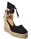 Castaã±er Tina Open Heel Peep Toe Wedge Espadrille In Black