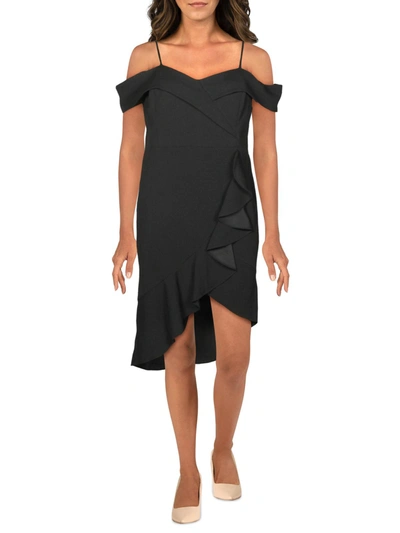 Bebe Womens Cascade Ruffled Off-the-shoulder Formal Dress In Black