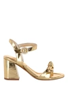 Alexandre Birman Clarita Flare Block Heel Sandals In Gold
