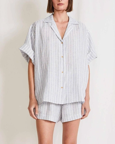 Apiece Apart Valenti Button Up Shirt In Textured Stripe In Multi