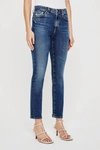 Ag Mari Raw Hem High Waist Crop Straight Leg Jeans In Multi
