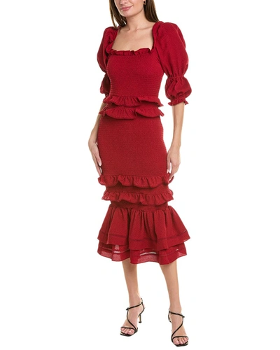 Rachel Parcell Smocked Midi Dress In Red