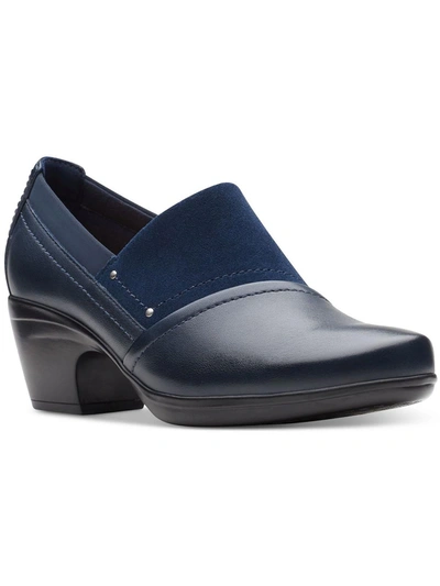 Clarks Emily Step Womens Leather Loafers In Blue