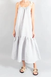 Apiece Apart Shoulder Tie Dress In Textured Stripe Print In Multi