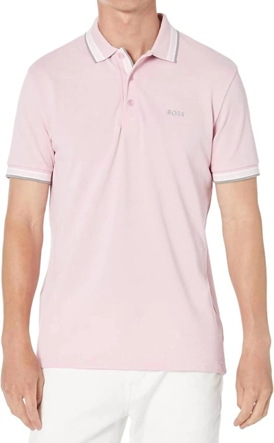Hugo Boss Paddy Curved Cotton Polo Shirt In Multi