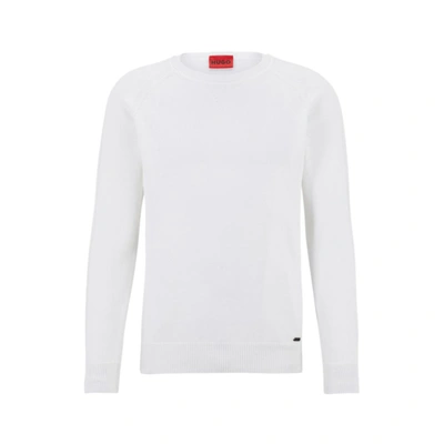 Hugo Regular-fit Sweater In Linen And Cotton In White