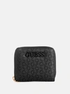 Guess Factory Bowie Debossed Zip-around Wallet In Black