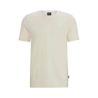 Hugo Boss Cotton-blend T-shirt With Bubble-jacquard Structure In White