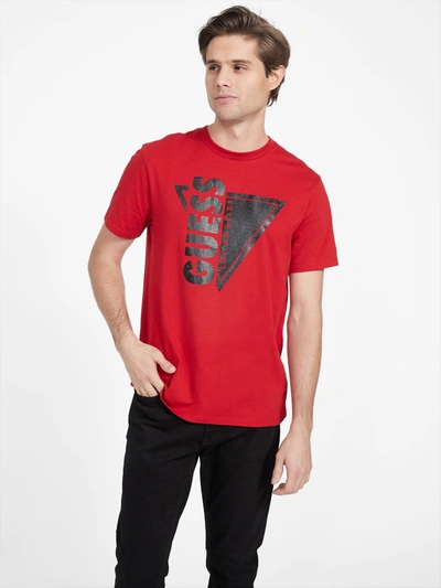 Guess Factory Eco Rodger Logo Crewneck Tee In Red