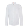 Hugo Boss Regular-fit Shirt In Linen Canvas With Barrel Cuffs In White
