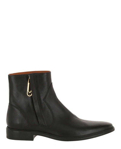 Off-white Leather Ankle Boots In Black