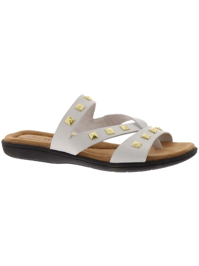 Array Lajolla Womens Leather Metallic Thong Sandals In White
