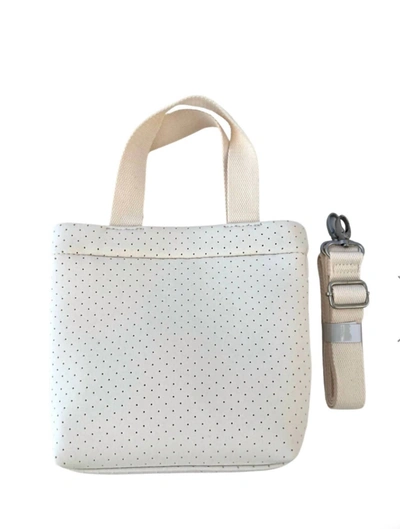 Quilted Koala Midi Town Crossbody Bag In White Neoprene In Multi