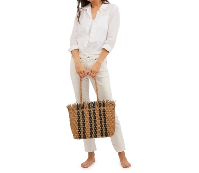 Two's Company Hand Woven Paper Straw Tote Bag In Brown