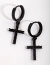 Lovisa Matte Diamante Cross Huggie Earrings In Black