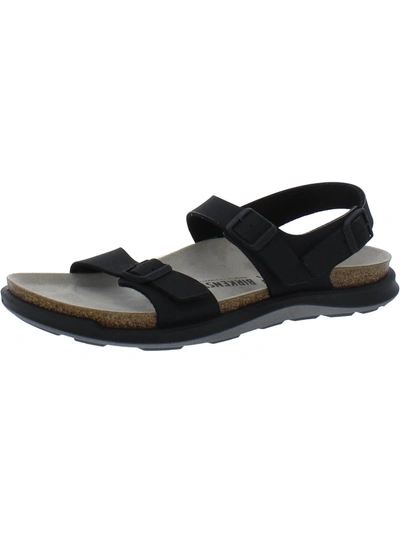 Birkenstock Womens Leather Footbed Strappy Sandals In Black
