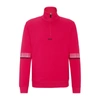 Hugo Boss Cotton-blend Zip-neck Sweatshirt With Multi-colored Logos In Pink