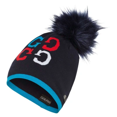 Golfino Dynamic Tartan Beanie In Navy In Blue