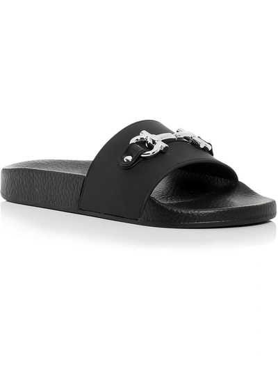 Ferragamo Groovy 11 Womens Slip On Flat Slide Sandals In Black