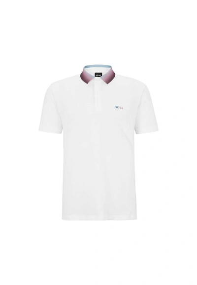 Shop Hugo Boss Men's Prout 36 Pique Stretch Cotton Short Sleeve Polo In White