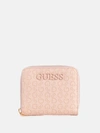 Guess Factory Bowie Debossed Zip-around Wallet In Gold