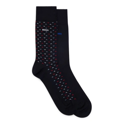 Hugo Boss Two-pack Of Socks In A Cotton Blend In Dark Blue