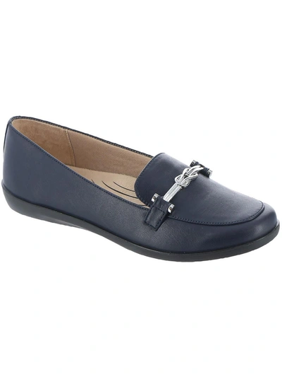 Lifestride Nominate Womens Faux Leather Embellished Loafers In Blue
