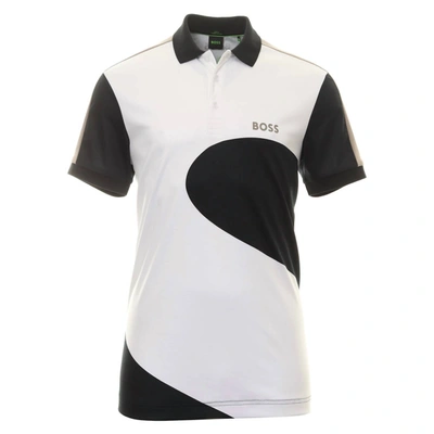 Hugo Boss Men's Paddy 8 Geometric Print Short Sleeve Polo In White/black In Multi